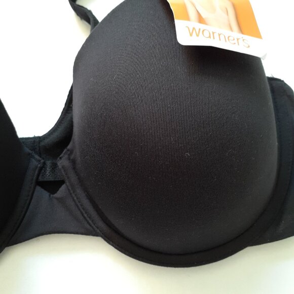 NWT Warners Cloud 9 Super Soft Underwire Lightly Lined T-Shirt Bra Black 36C - Picture 5 of 13